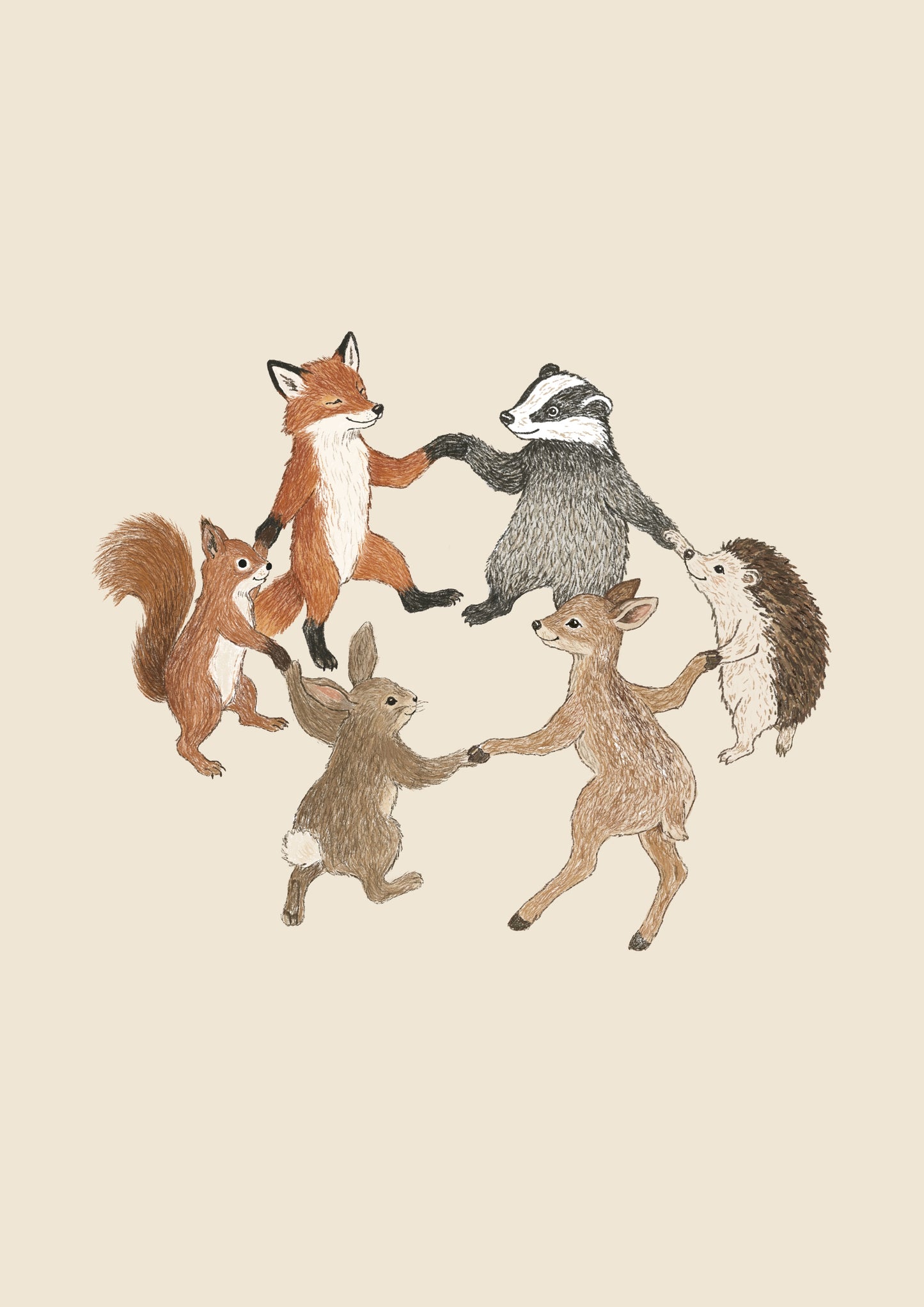 Dancing woodland animals print